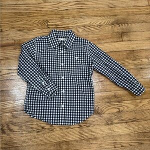Classic Navy Blue and White Checkered Kids Button Down Shirt